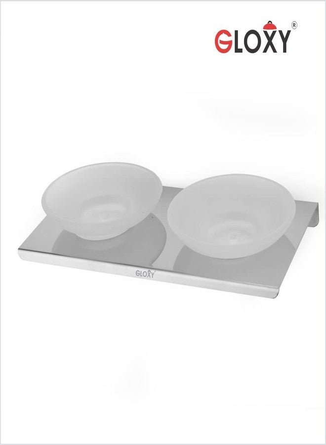 GLOXY ENTERPRISE Wall Mount Stainless Steel with GlassOval Shape Double Soap Holder for Bathroom, Soap Stands for Bathroom Wall/Soap Tray for Bath Dish Bathroom Accessories and Fittings Rust Free - Image 4